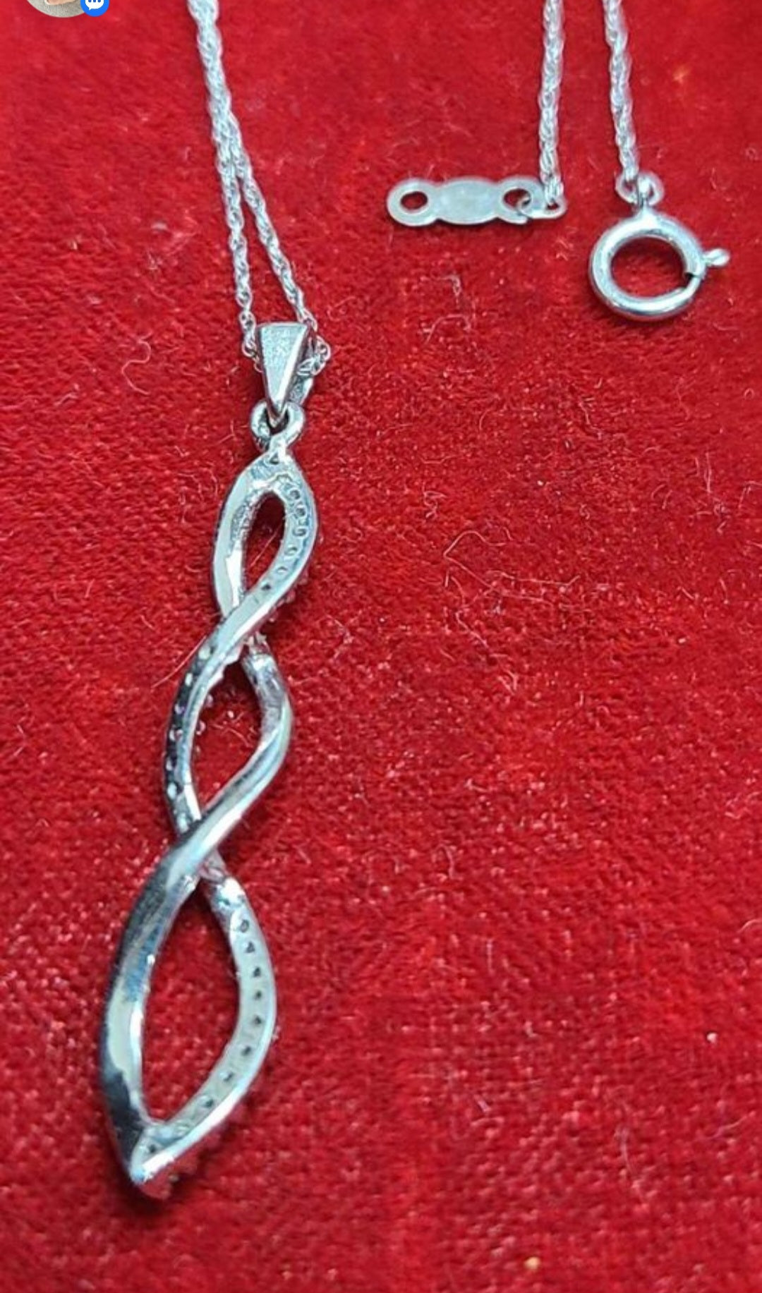 14k White Gold Necklace and Pendant with Genuine Diamonds