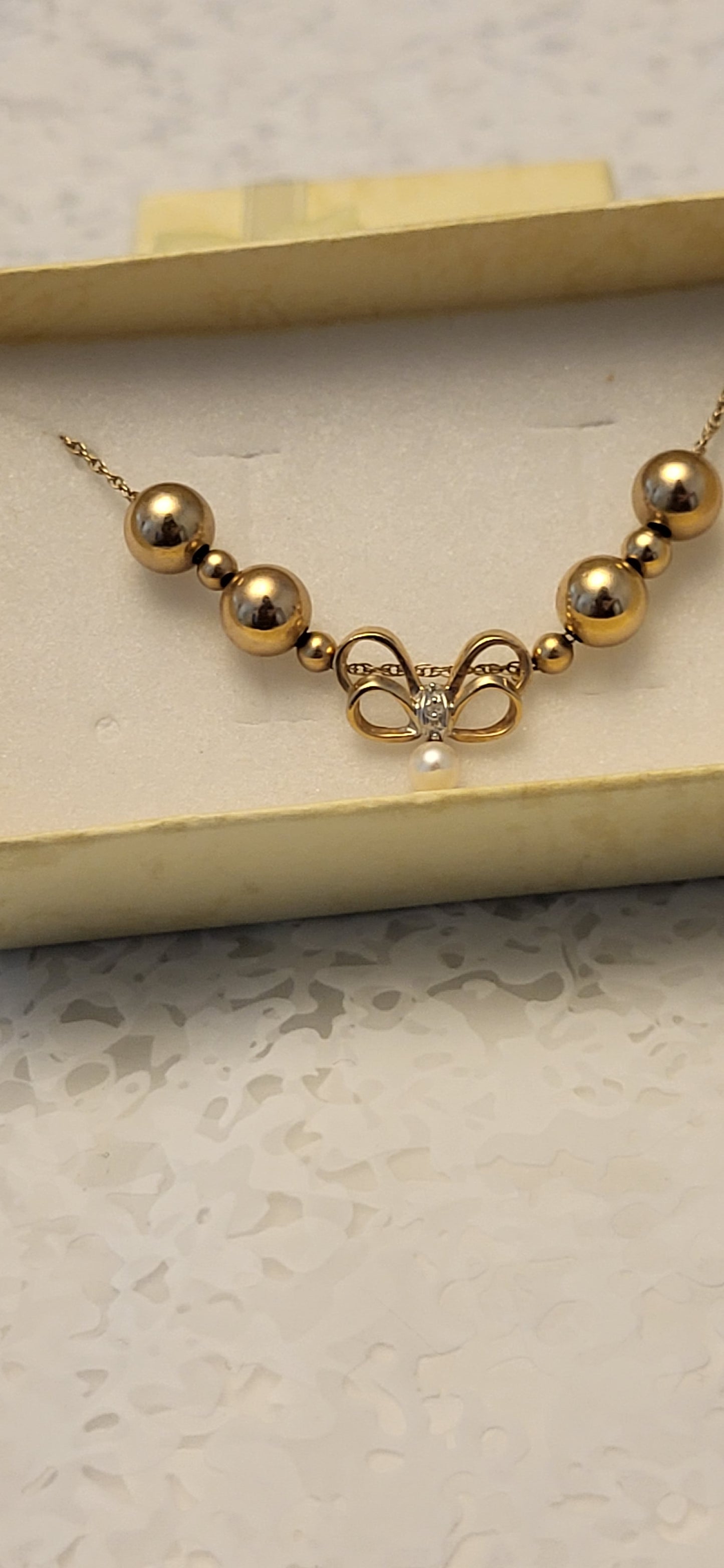 14K Yellow Gold Necklace with Pearl Pendant OFAKC