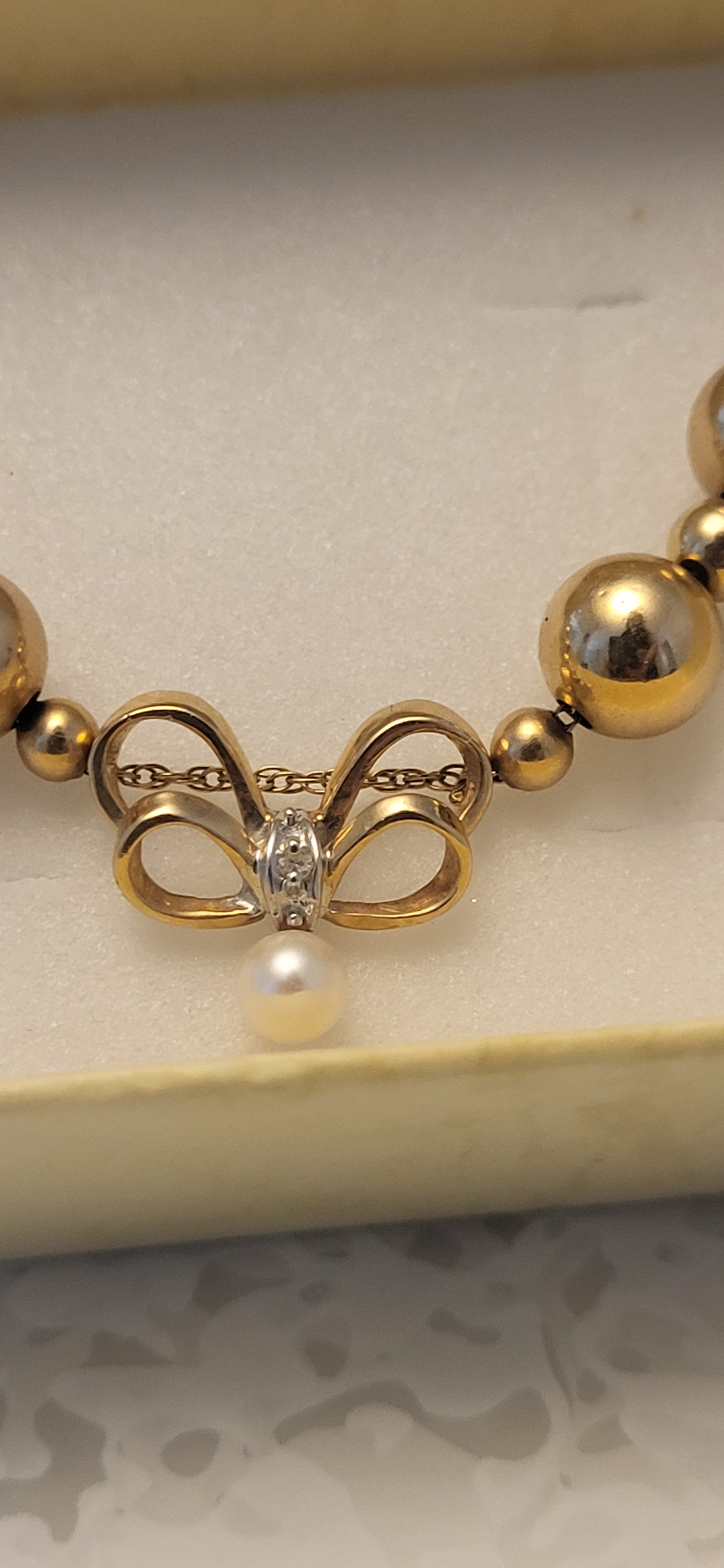 14K Yellow Gold Necklace with Pearl Pendant OFAKC