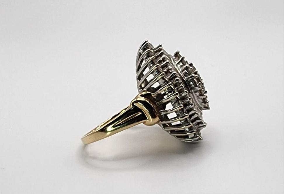 14K HUGE Yellow Gold Ring with Diamonds