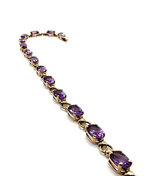 10K Yellow Gold Bracelet with Amythest Gemstones