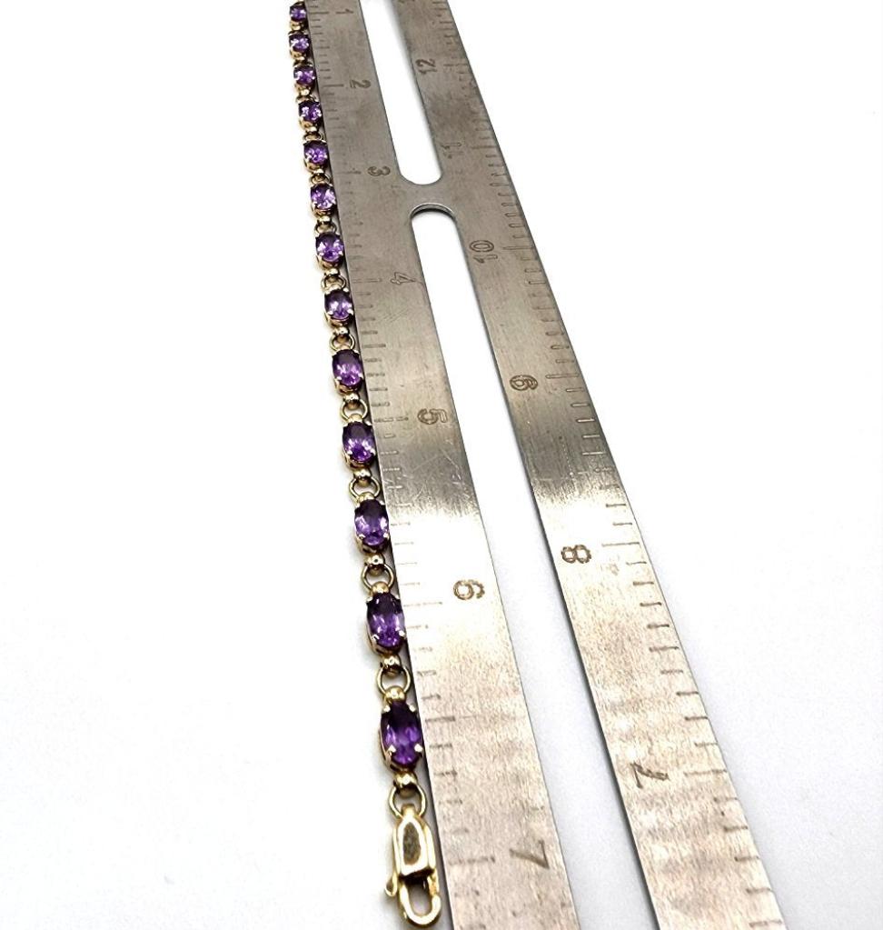 10K Yellow Gold Bracelet with Amythest Gemstones