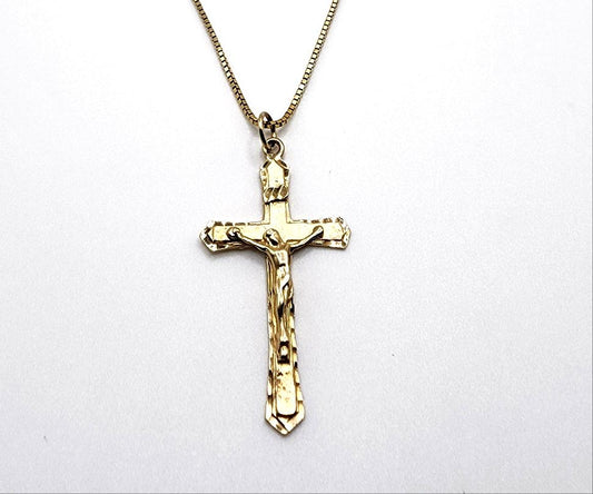 10K Yellow Gold Cross Pendant and 14K Yellow Gold Necklace