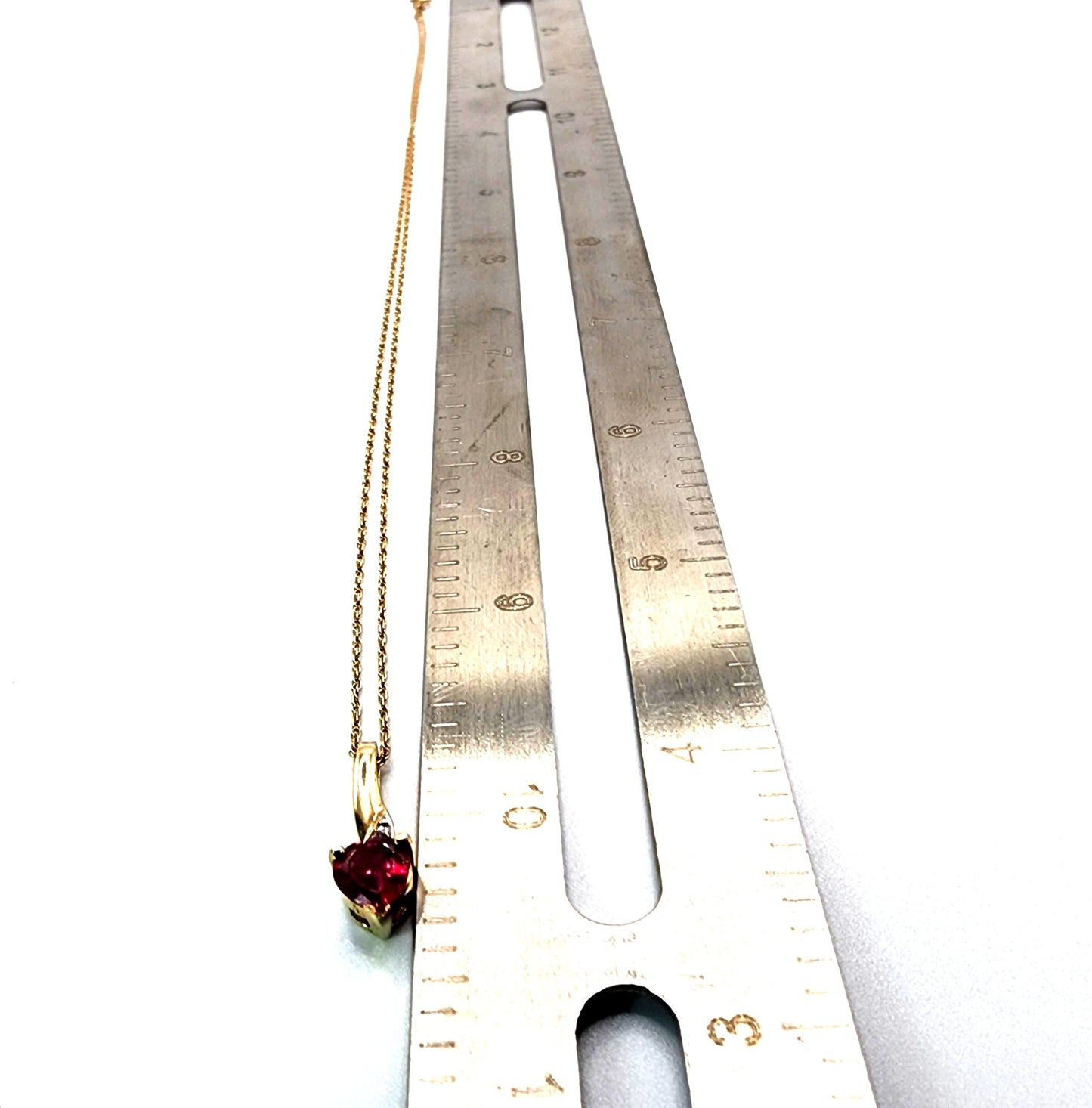 10K Gold Necklace with Ruby Pendant and Diamond accents