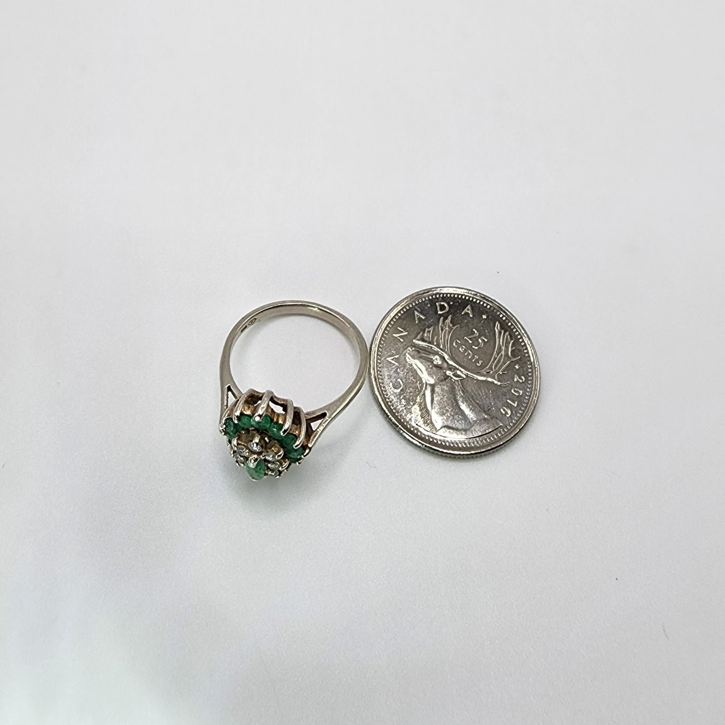 Sterling Silver Emerald Ring with CZ Accents