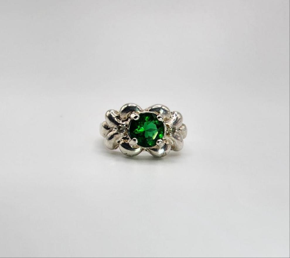 10K White Gold Ring with Lab Created Emerald