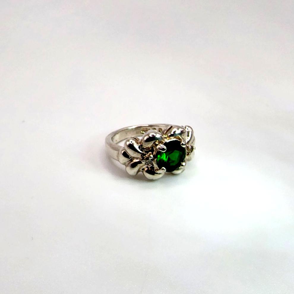 10K White Gold Ring with Lab Created Emerald