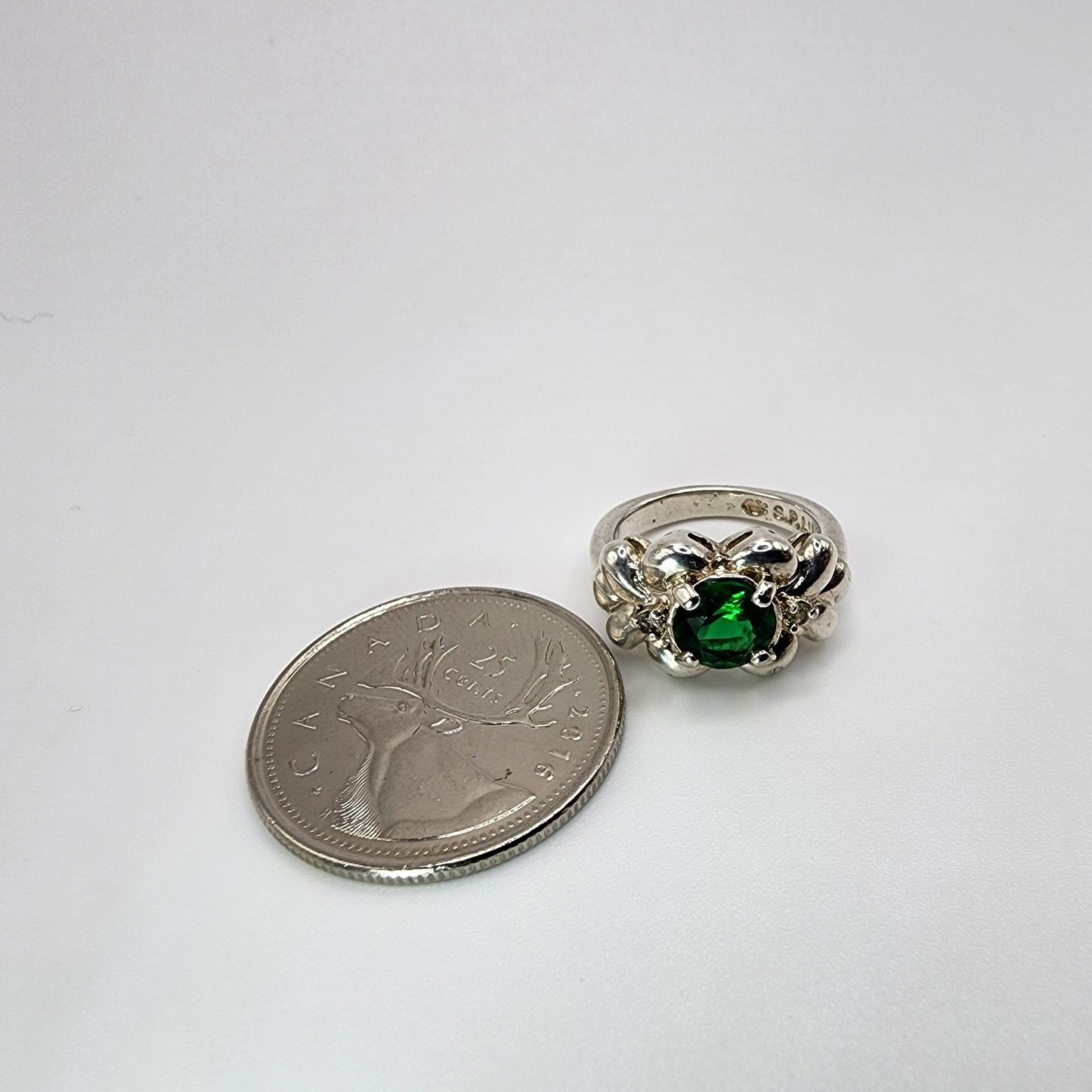10K White Gold Ring with Lab Created Emerald
