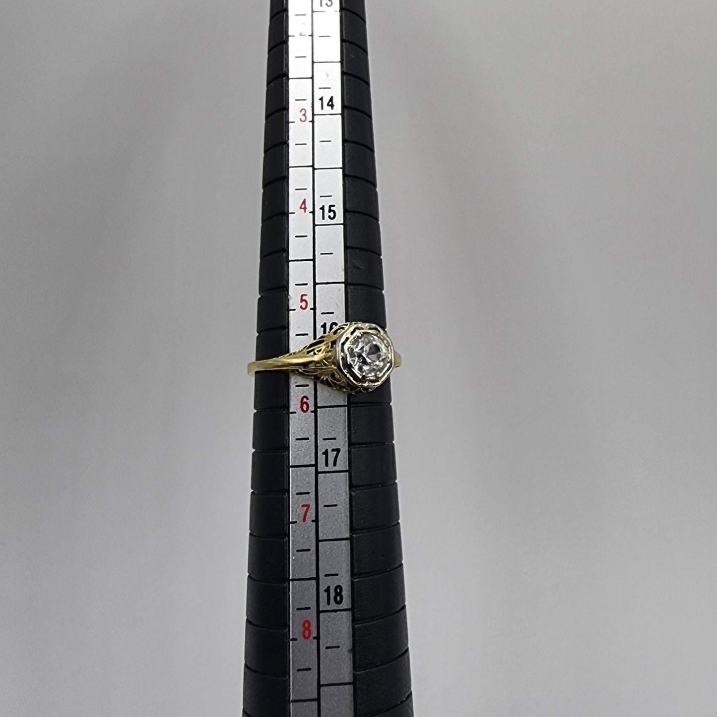 14k Yellow Gold Filigree White Sapphire Ring