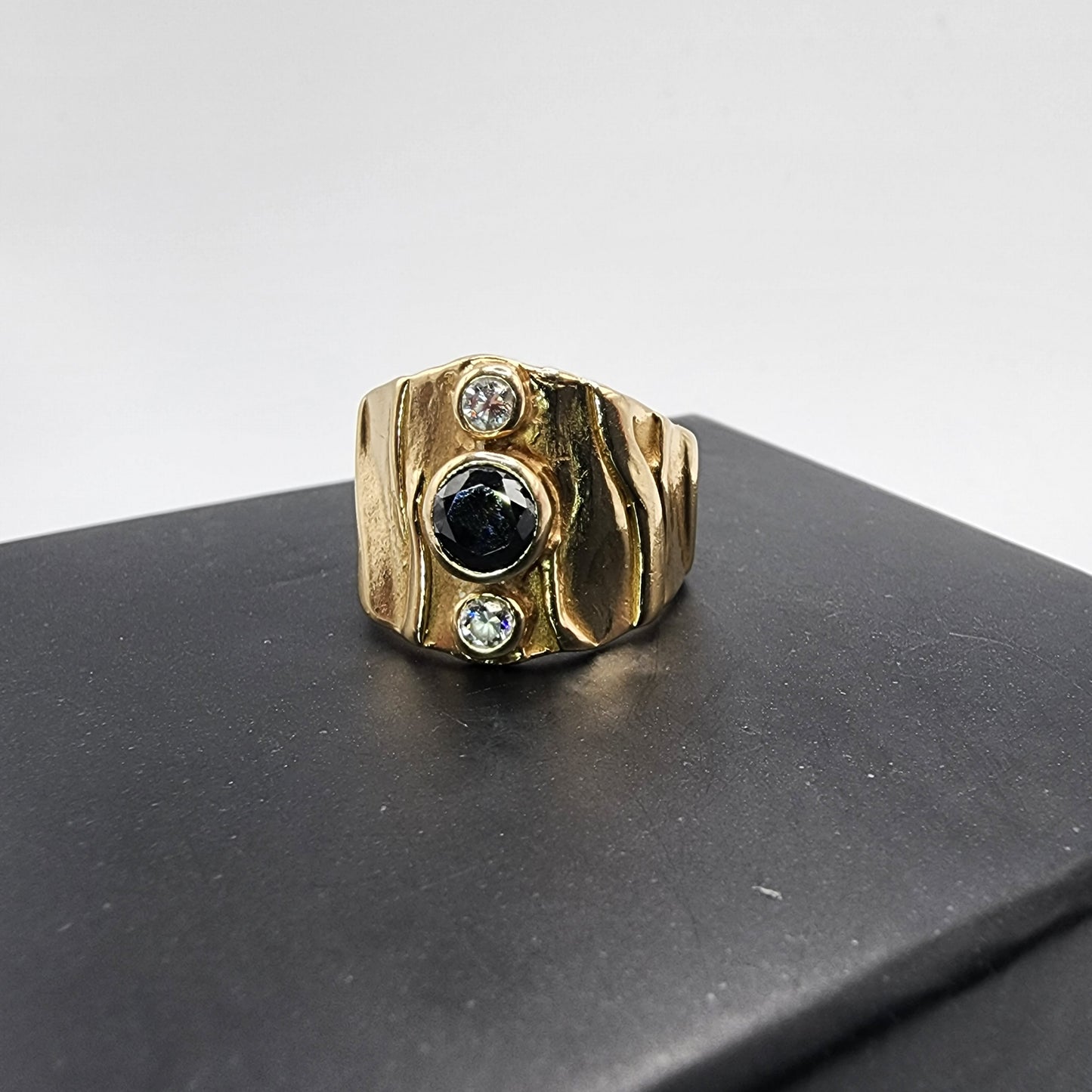 14k Yellow Gold Black Diamond Ring