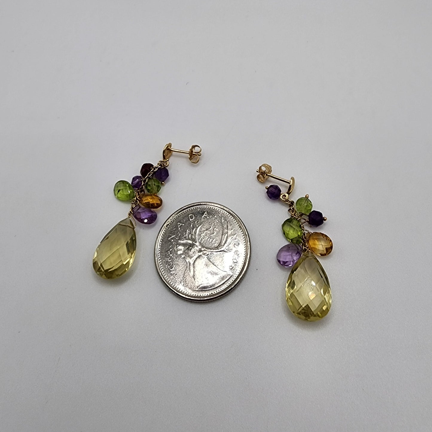 14k Yellow Gold Multigem Earrings