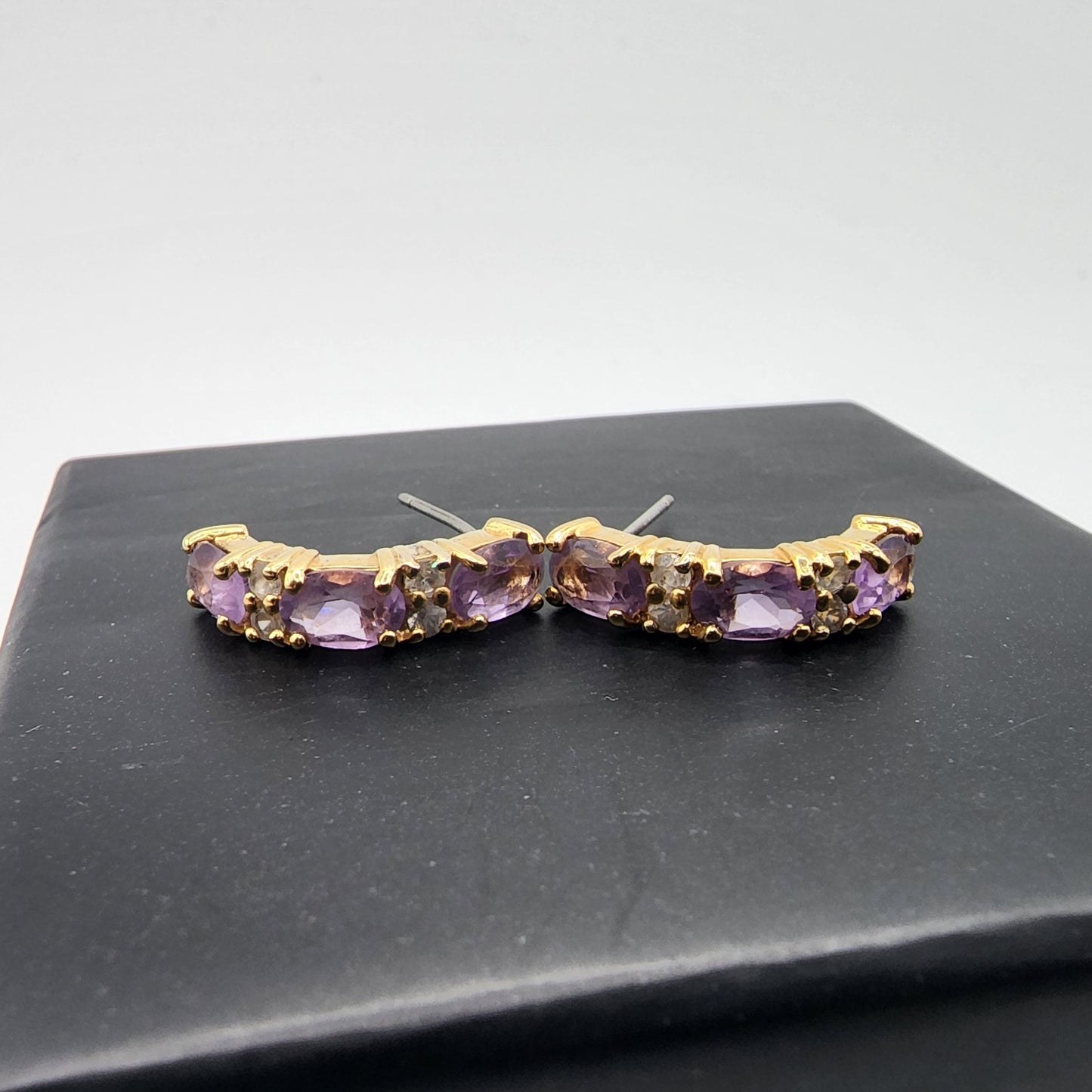 Gold over Sterling Silver Amethyst Earrings