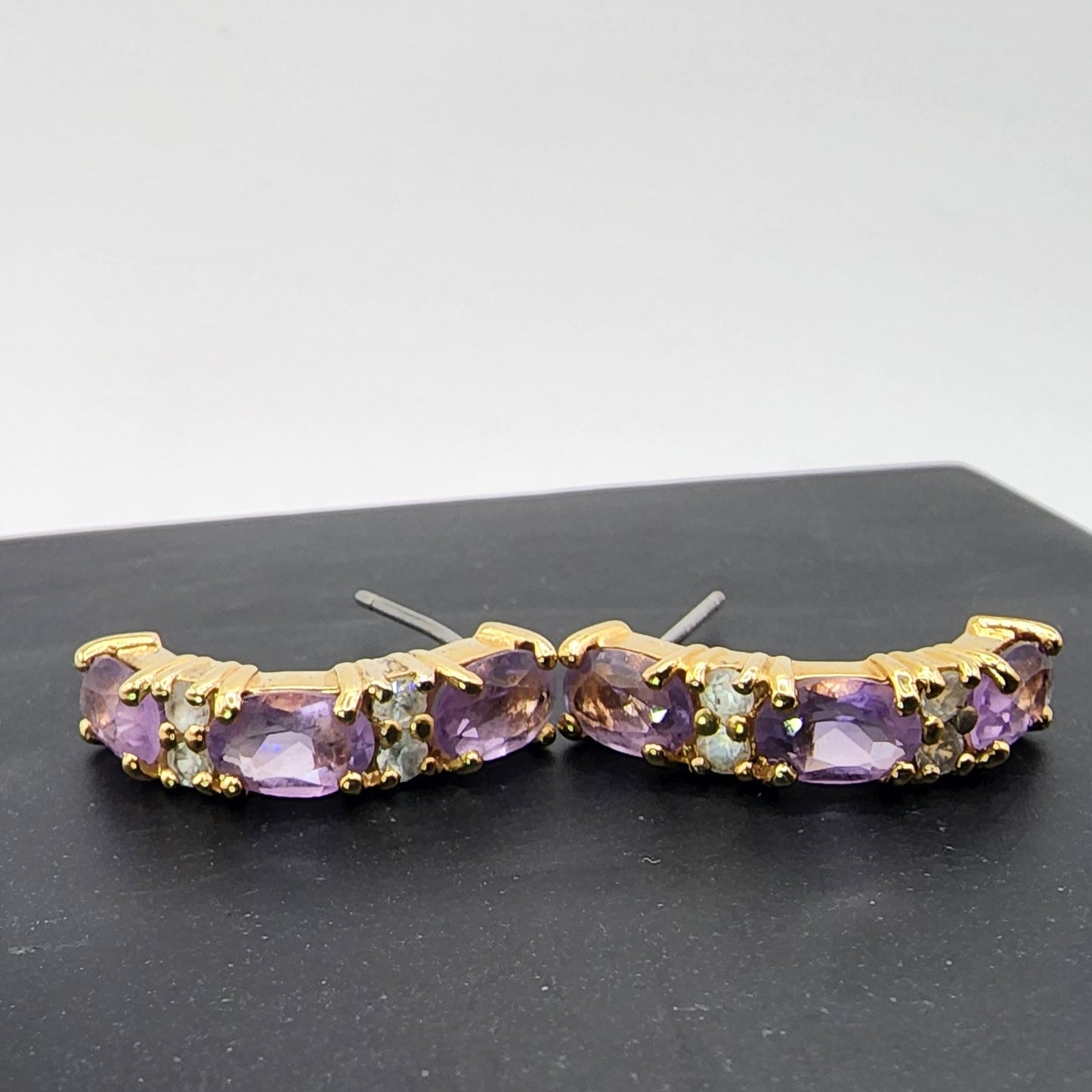 Gold over Sterling Silver Amethyst Earrings