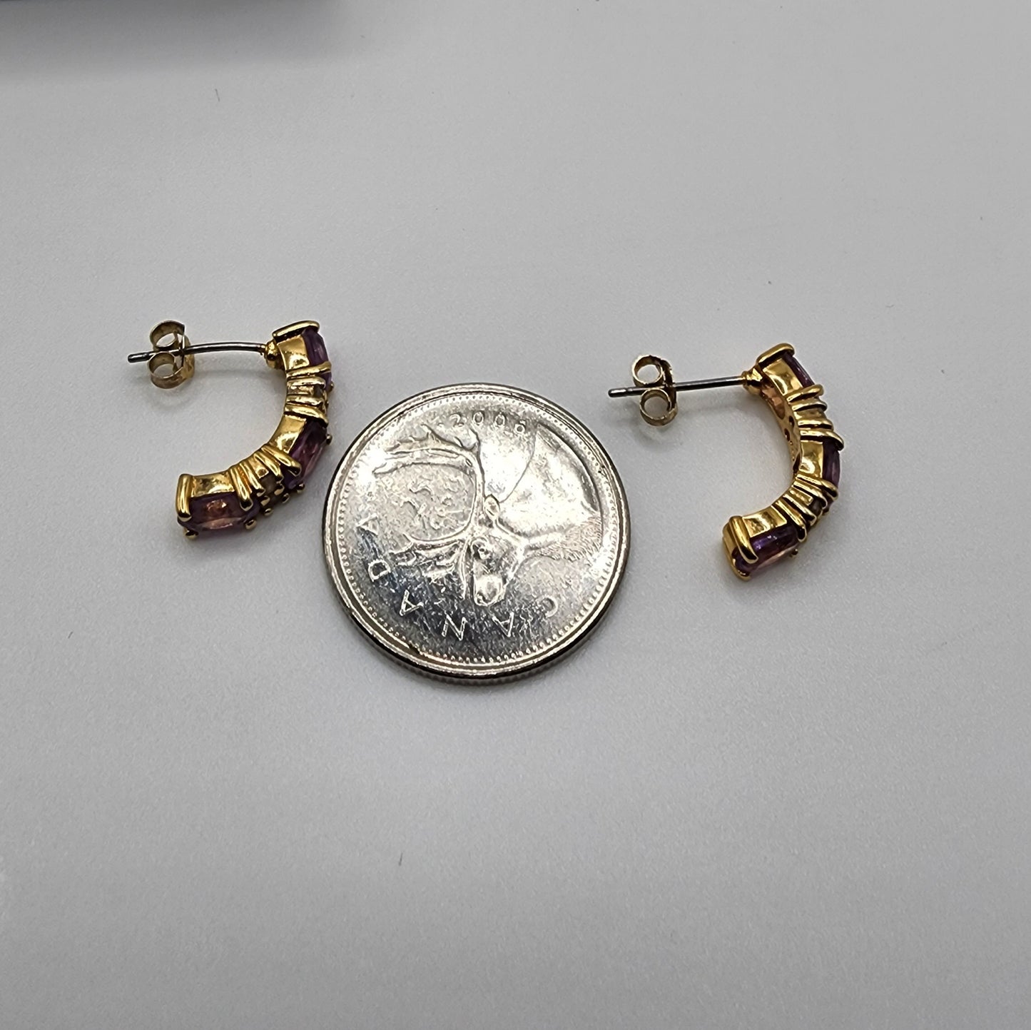 Gold over Sterling Silver Amethyst Earrings