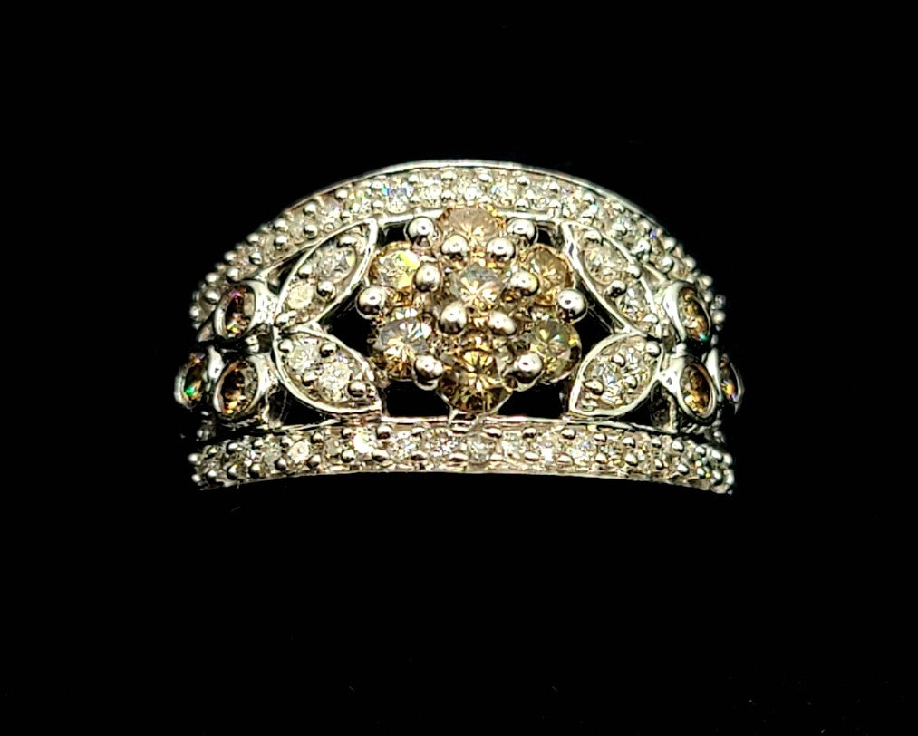 14k White Gold Champagne Diamond Ring