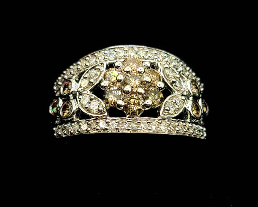 14k White Gold Champagne Diamond Ring