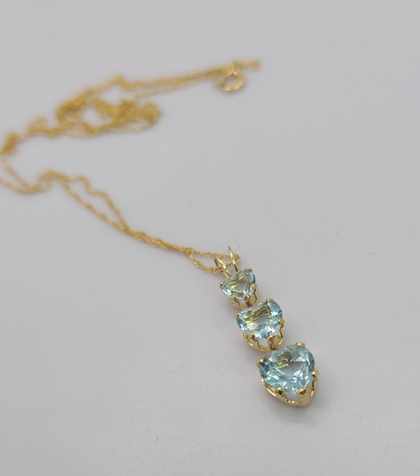 14K Yellow Gold Heart Topaz Pendant Necklace