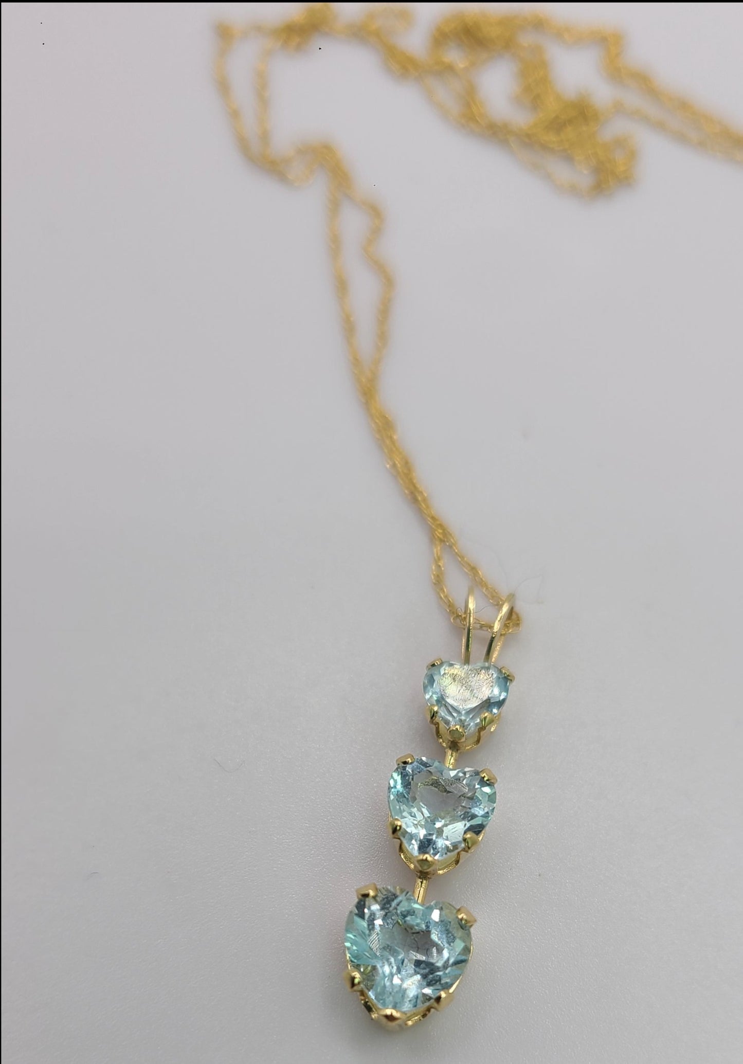 14K Yellow Gold Heart Topaz Pendant Necklace