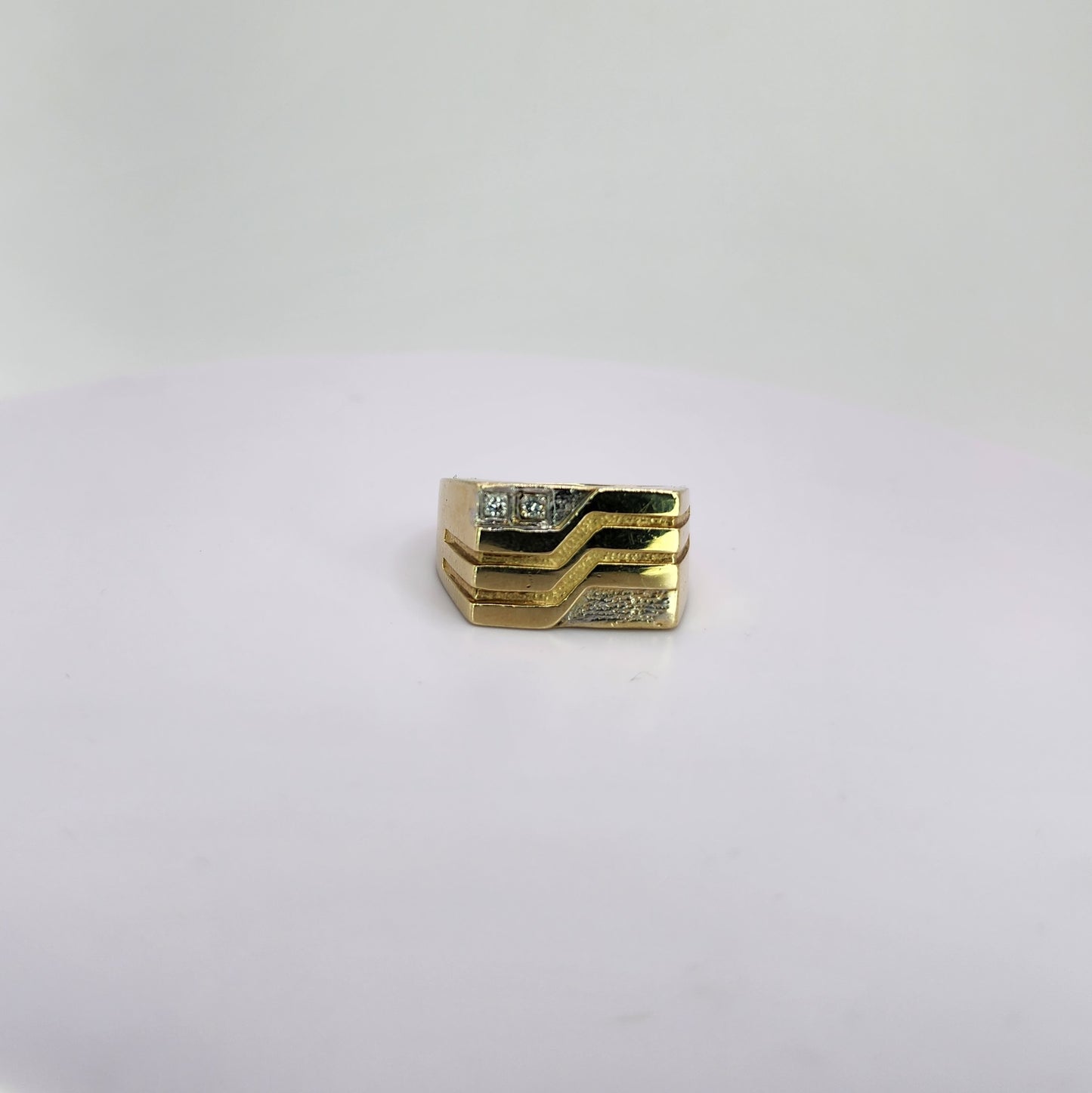 Heavy 10k Yellow Gold Diamond Accent Men's Ring