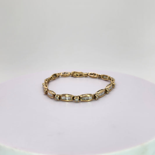 10k Yellow Gold Baguette Diamond Bracelet