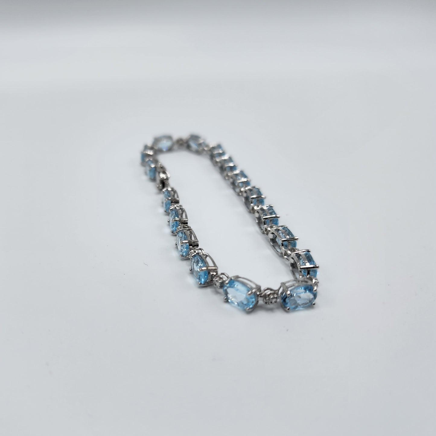 10k White Gold Topaz and Diamond Accent Bracelet