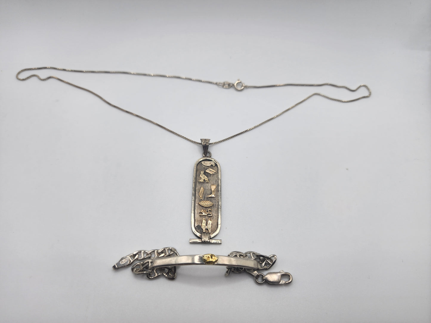 Egyptian Pendant and Nugget Bracelet