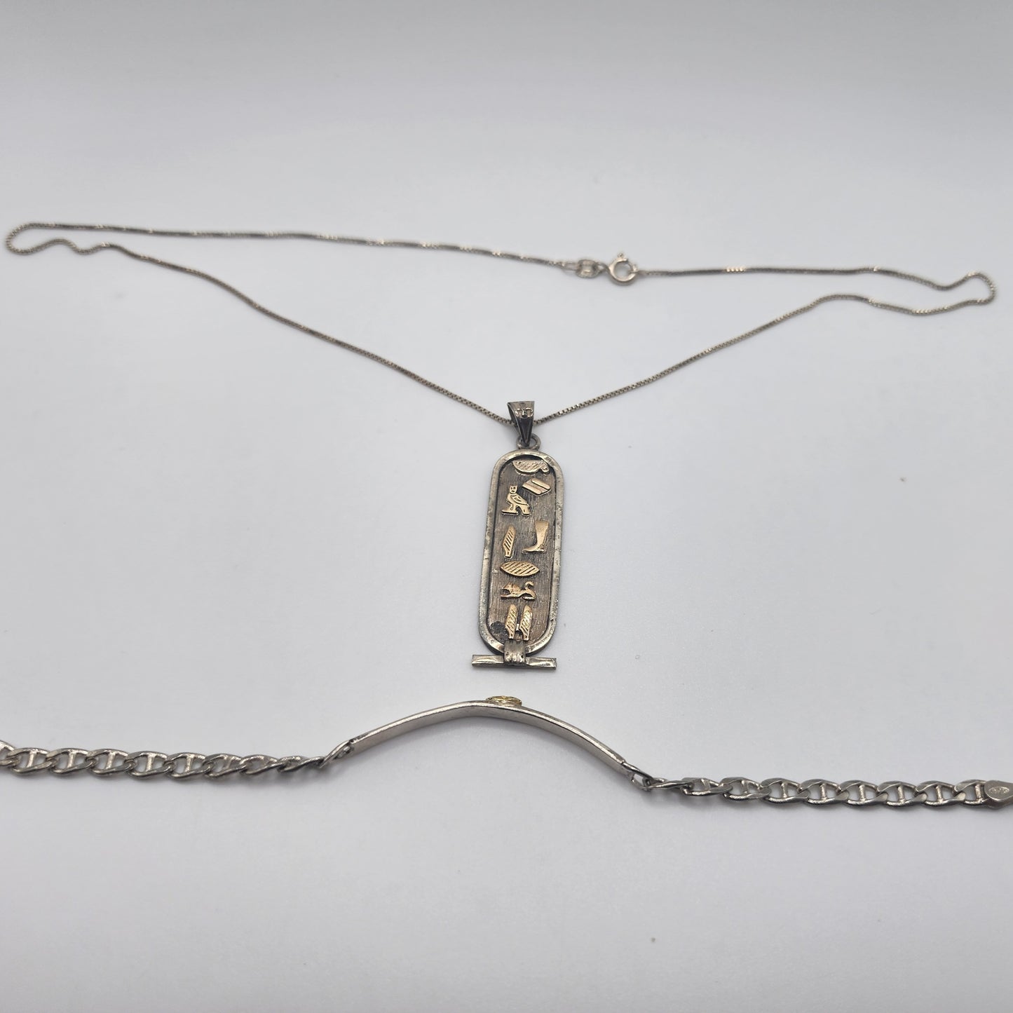Egyptian Pendant and Nugget Bracelet