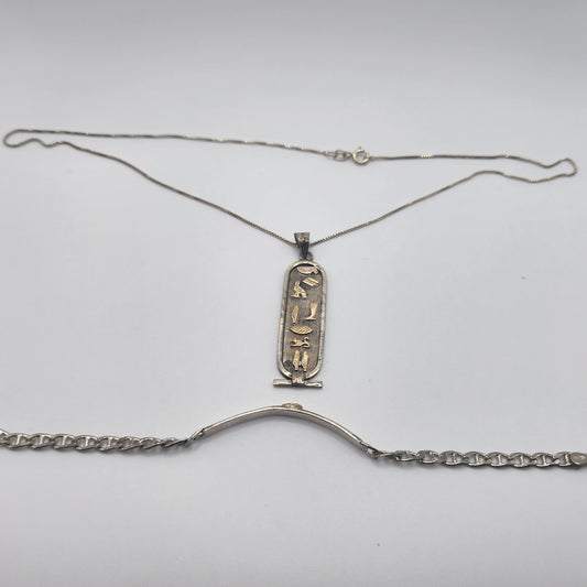 Egyptian Pendant and Nugget Bracelet