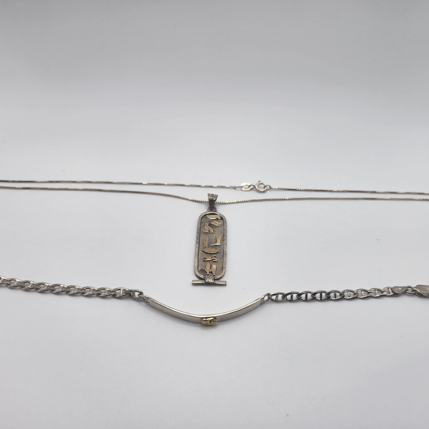 Egyptian Pendant and Nugget Bracelet