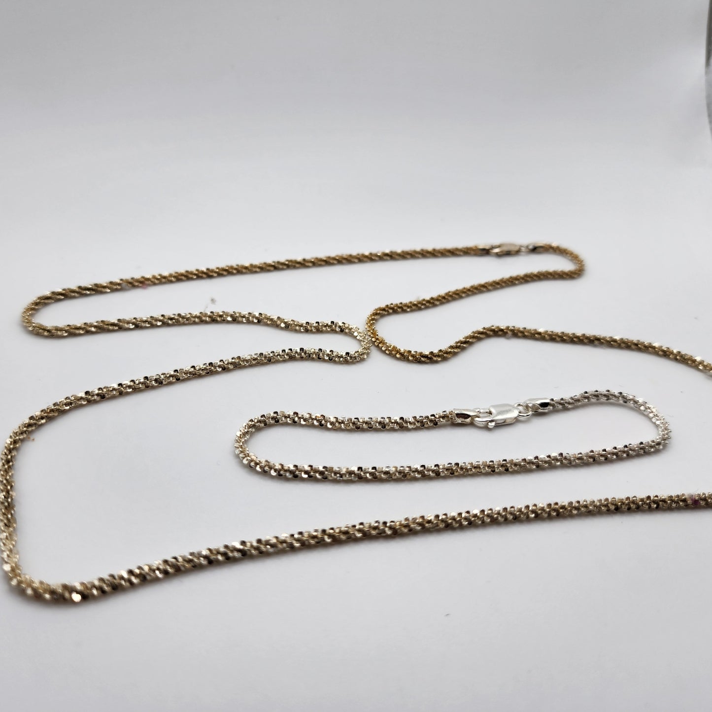 Two Tone Sterling Silver Necklace and Bracelet Set