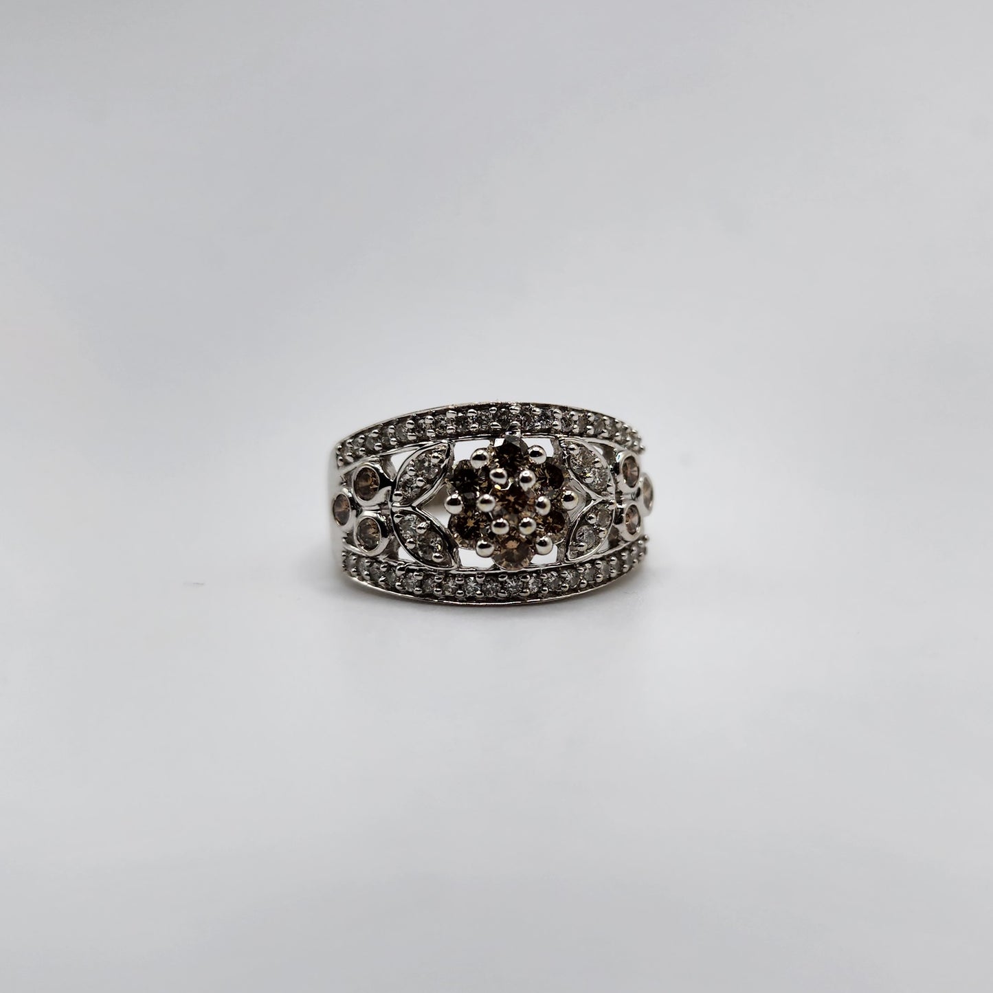 14k White Gold Champagne Diamond Ring