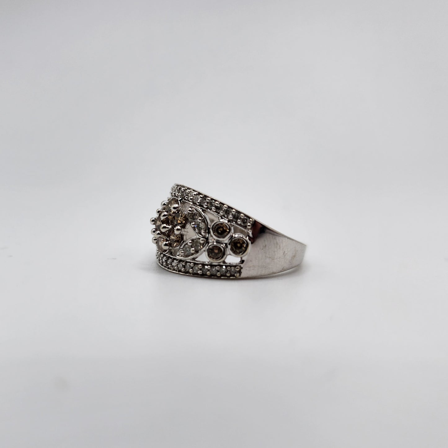 14k White Gold Champagne Diamond Ring