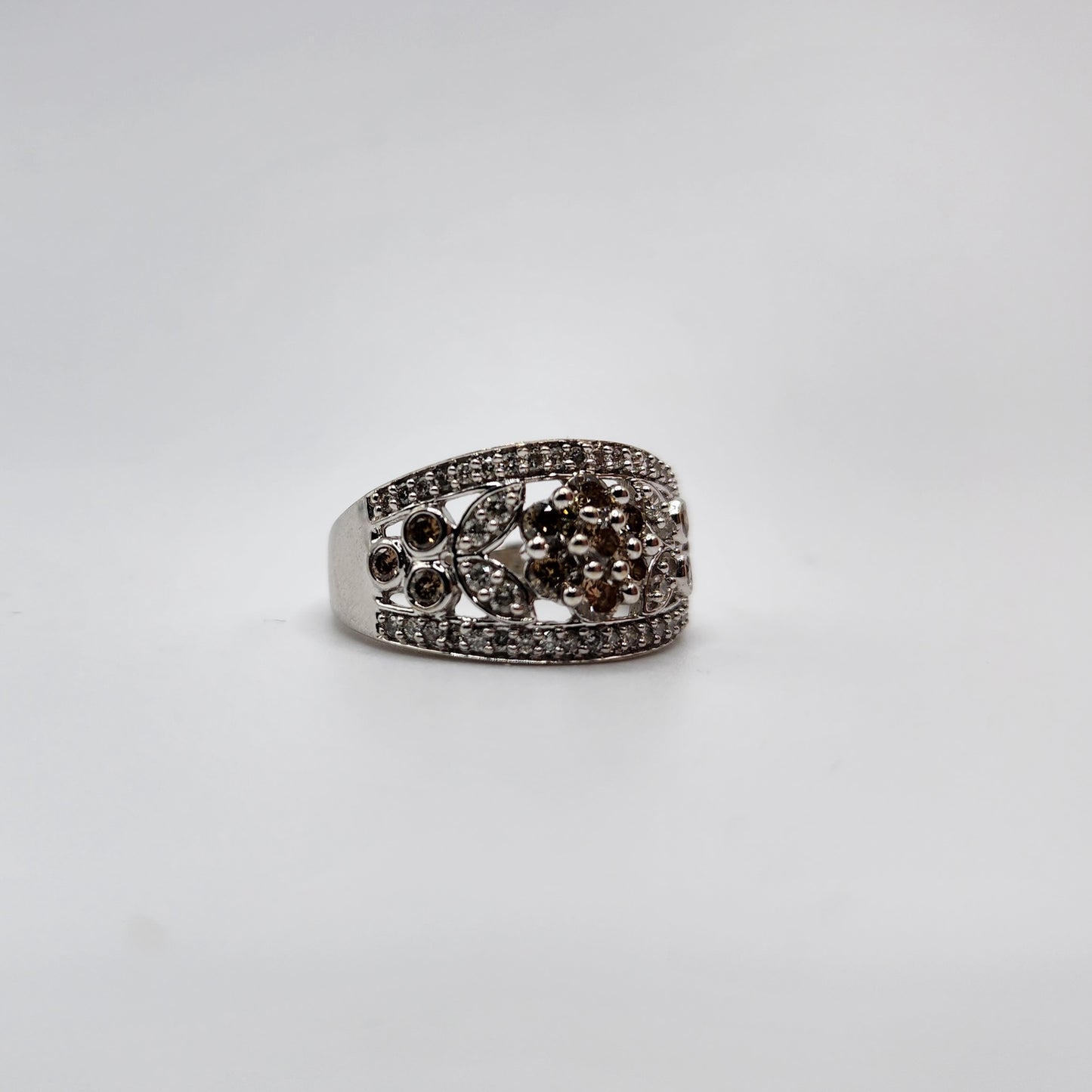 14k White Gold Champagne Diamond Ring
