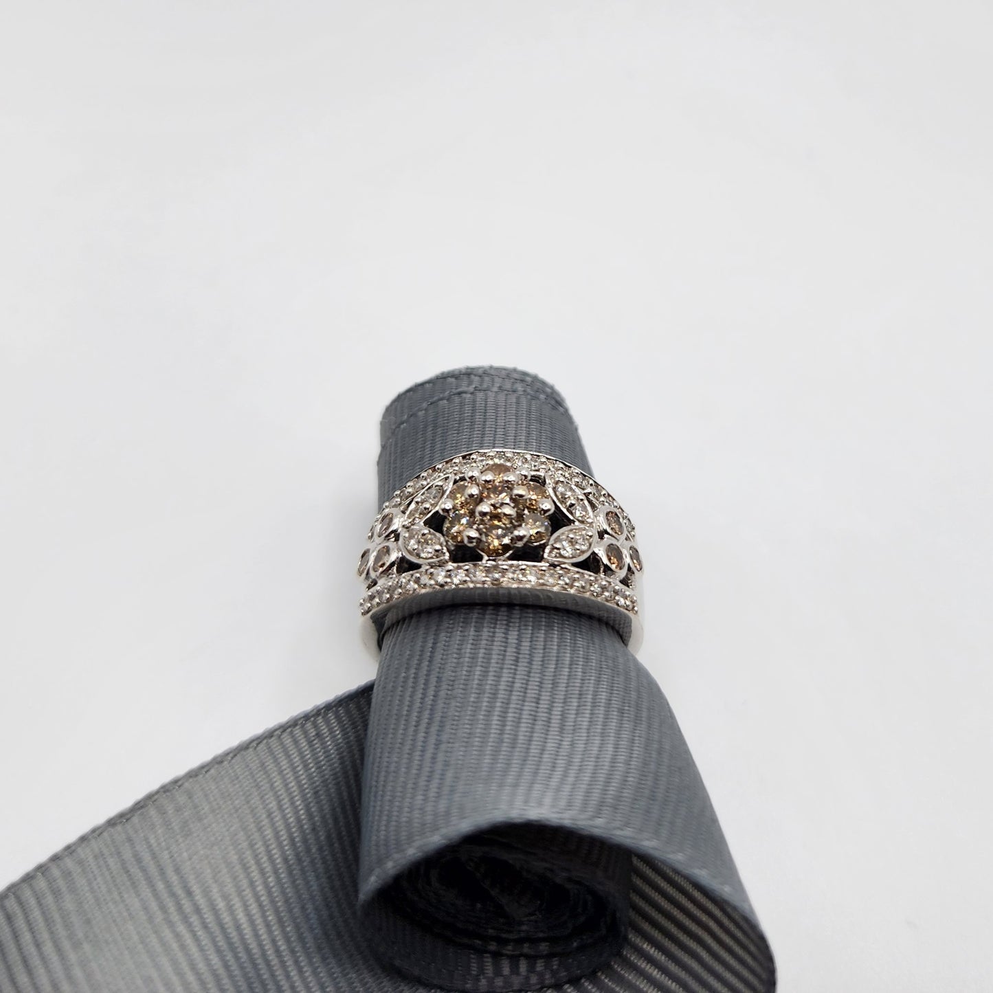 14k White Gold Champagne Diamond Ring