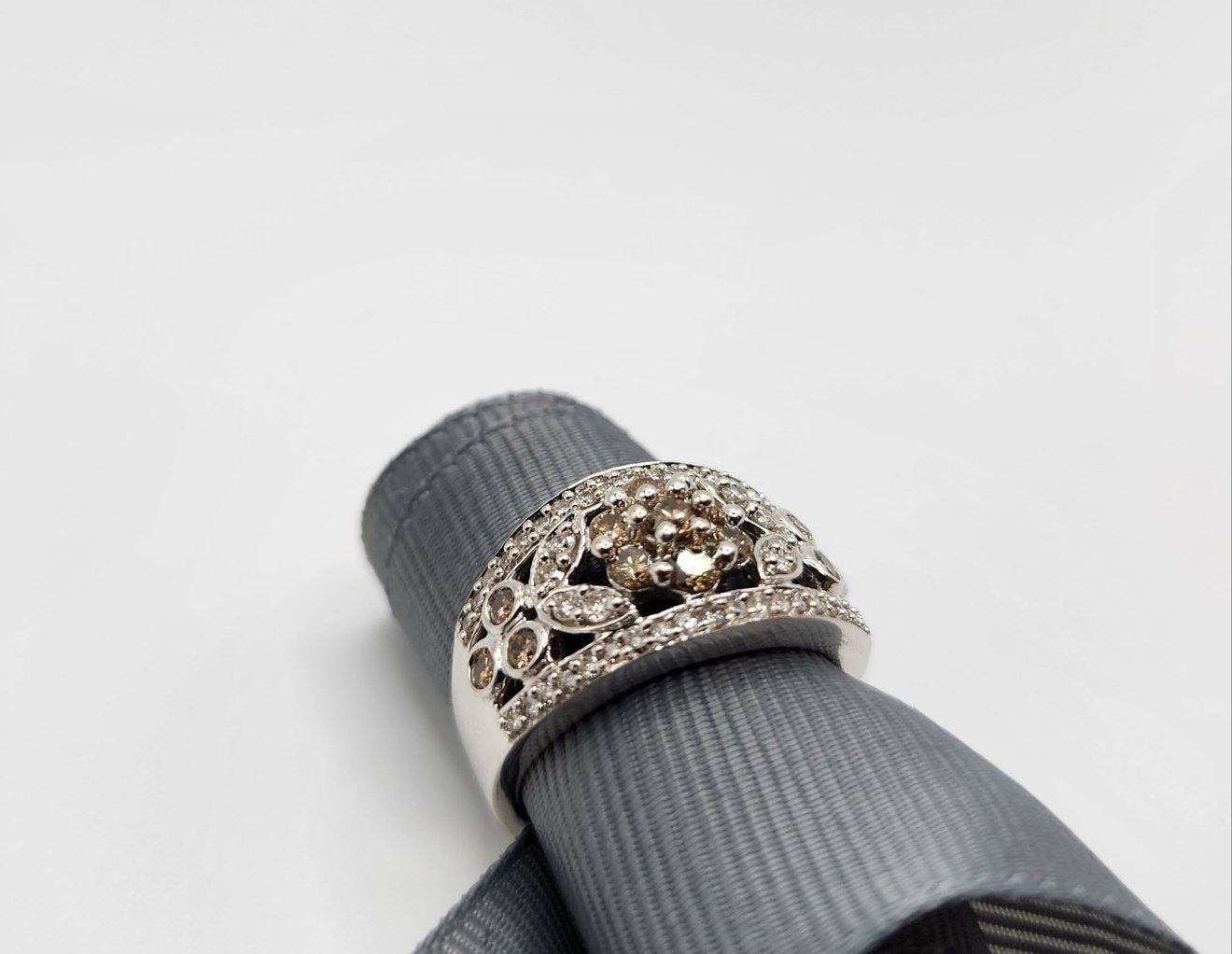 14k White Gold Champagne Diamond Ring