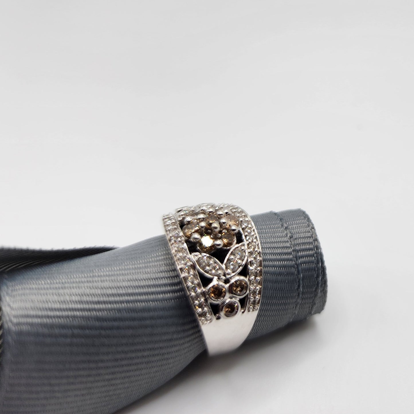 14k White Gold Champagne Diamond Ring