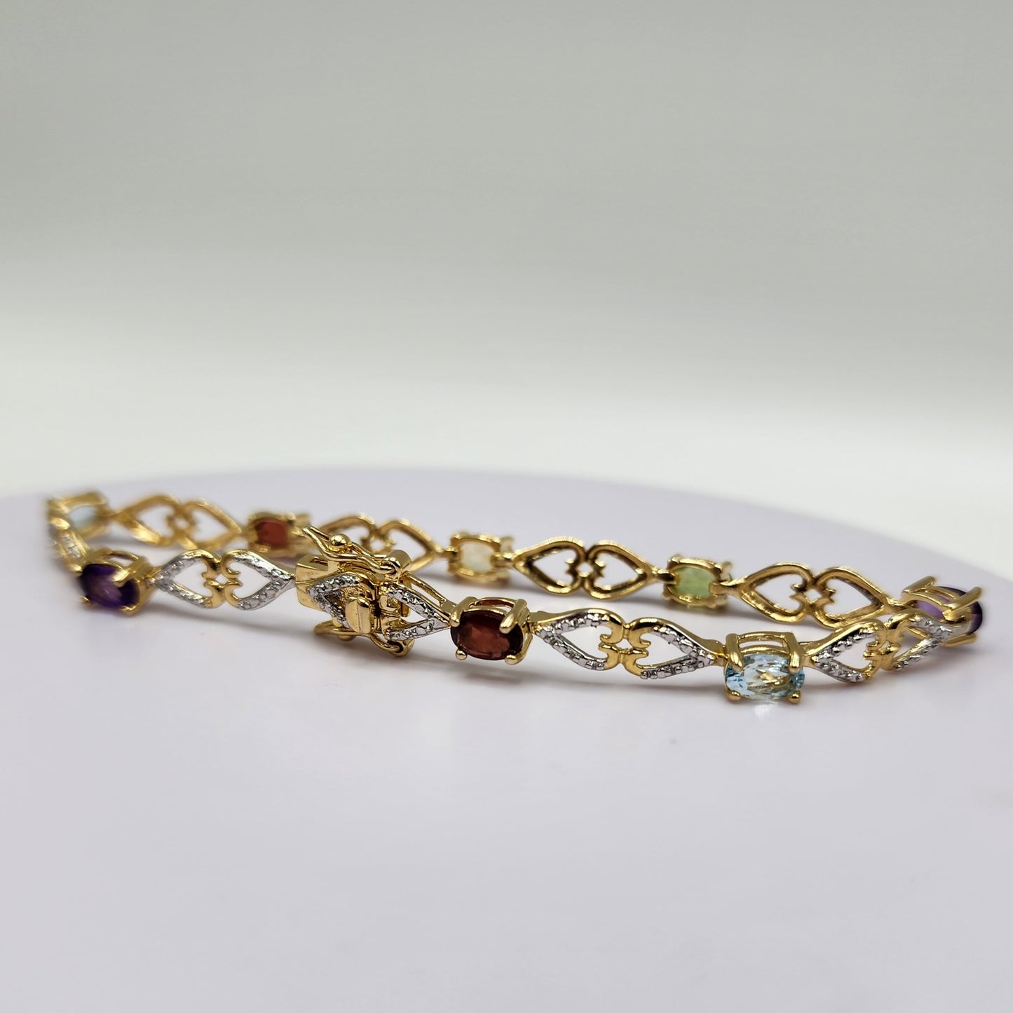 Gold over Sterling Silver Multigem Bracelet