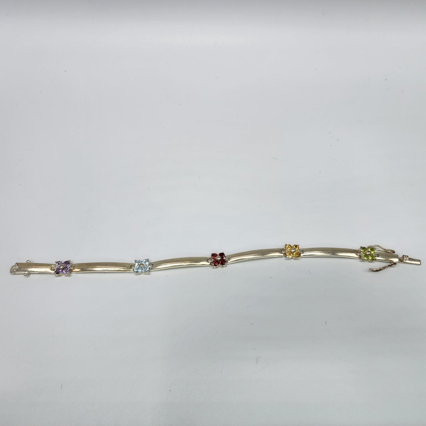 Sterling Silver Multigem Flower Bracelet