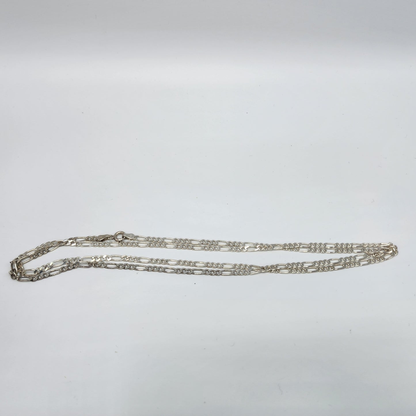 Long sterling Silver Figaro Chain Necklace