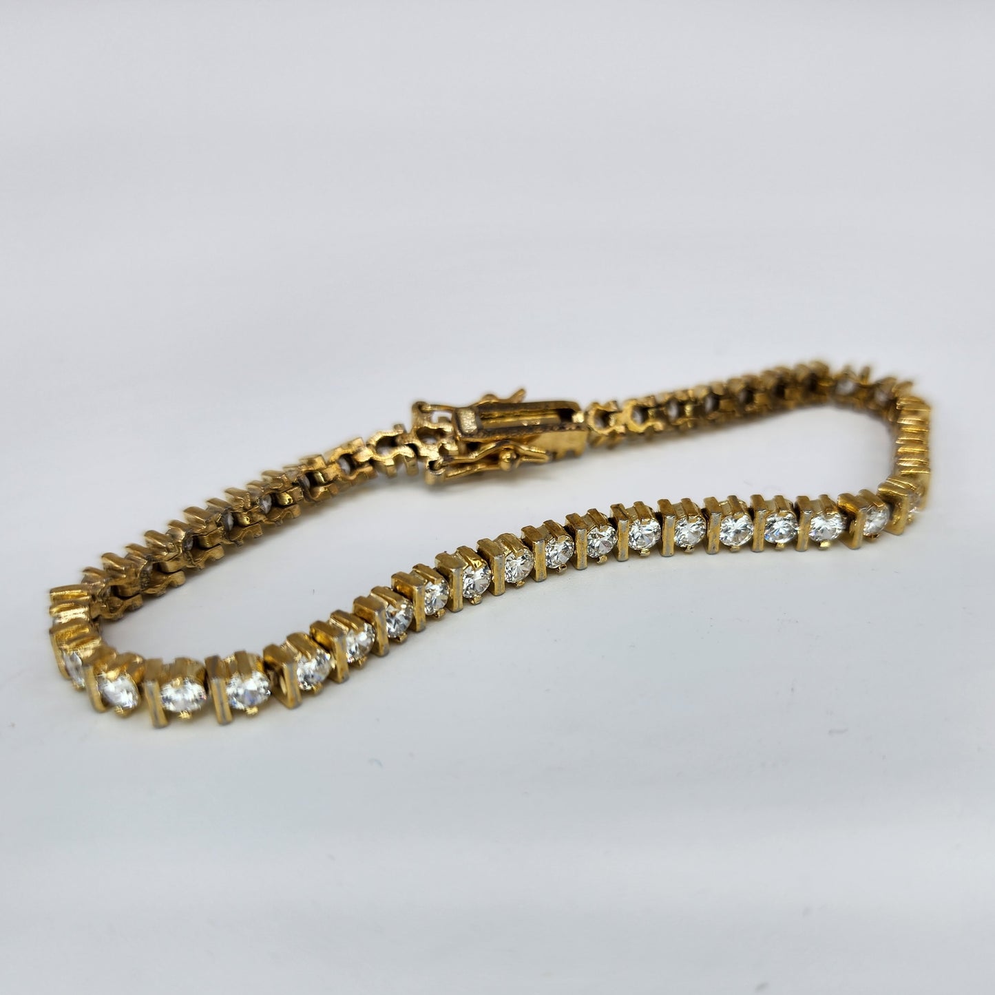 Gold over Sterling Silver Crystal Bracelet