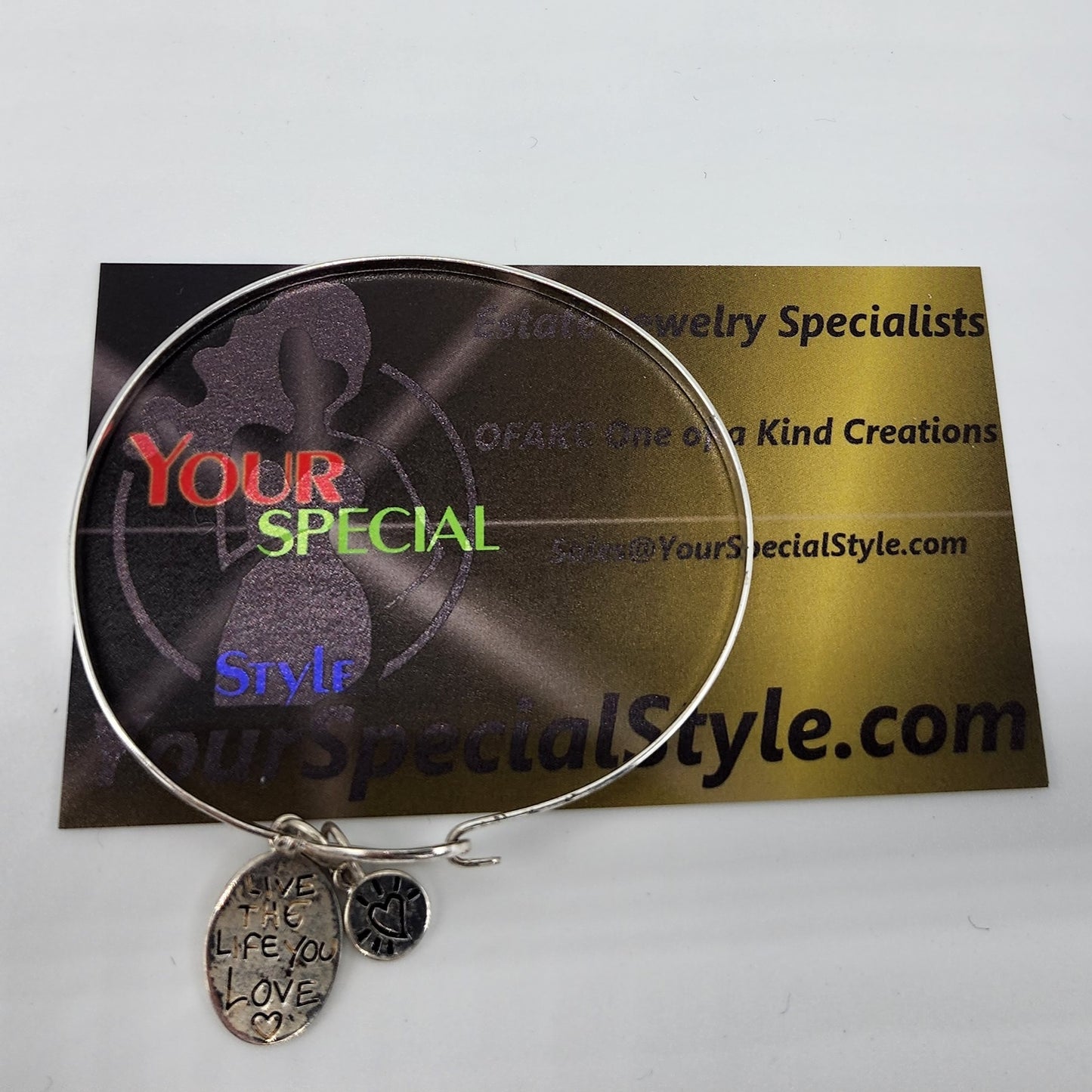 Sterling Silver Love Charm Bangle