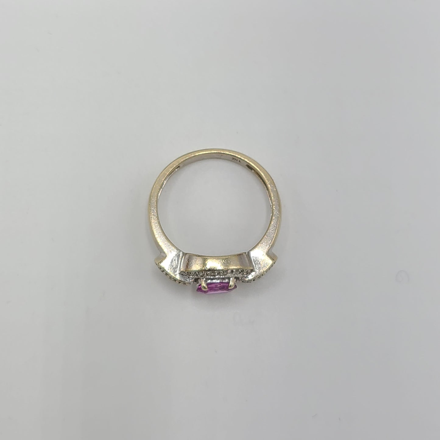 14k White Gold Ring with Ruby and Diamond