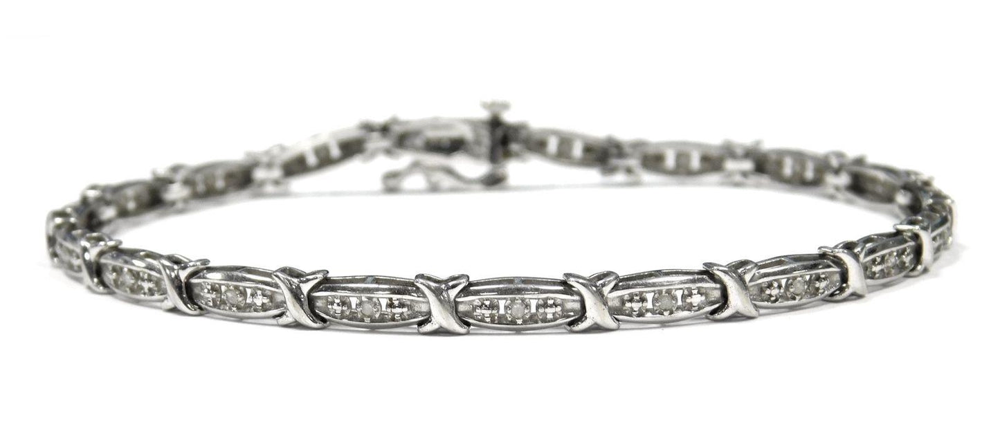 10K White Gold and Diamond Bracelet