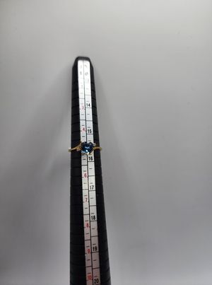 10k Yellow Gold Blue Heart Topaz & Diamond Accent Ring