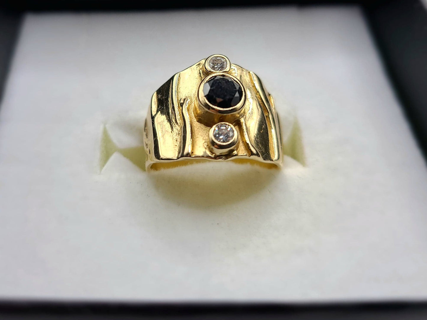 14k Yellow Gold Black Diamond Ring