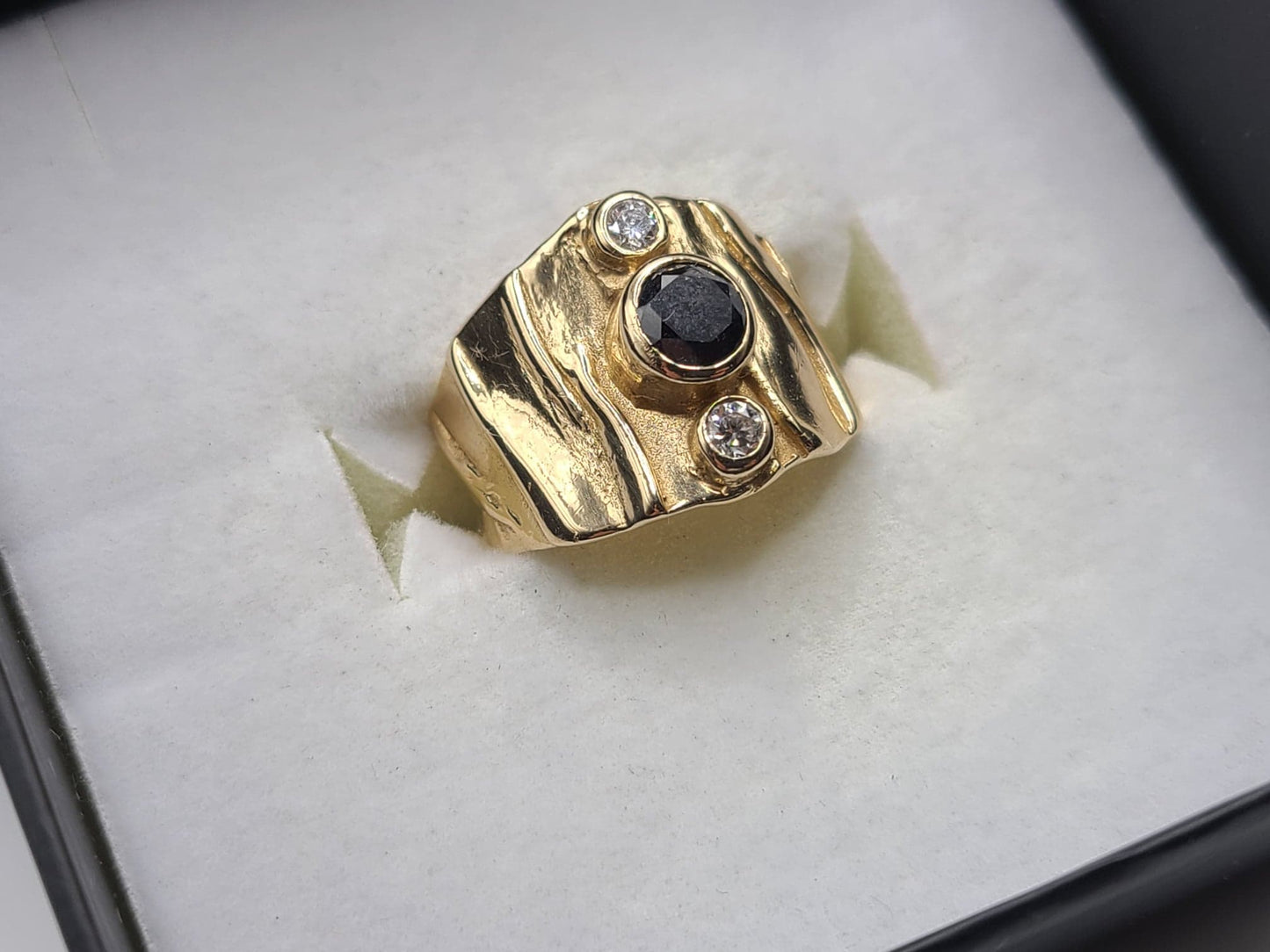14k Yellow Gold Black Diamond Ring