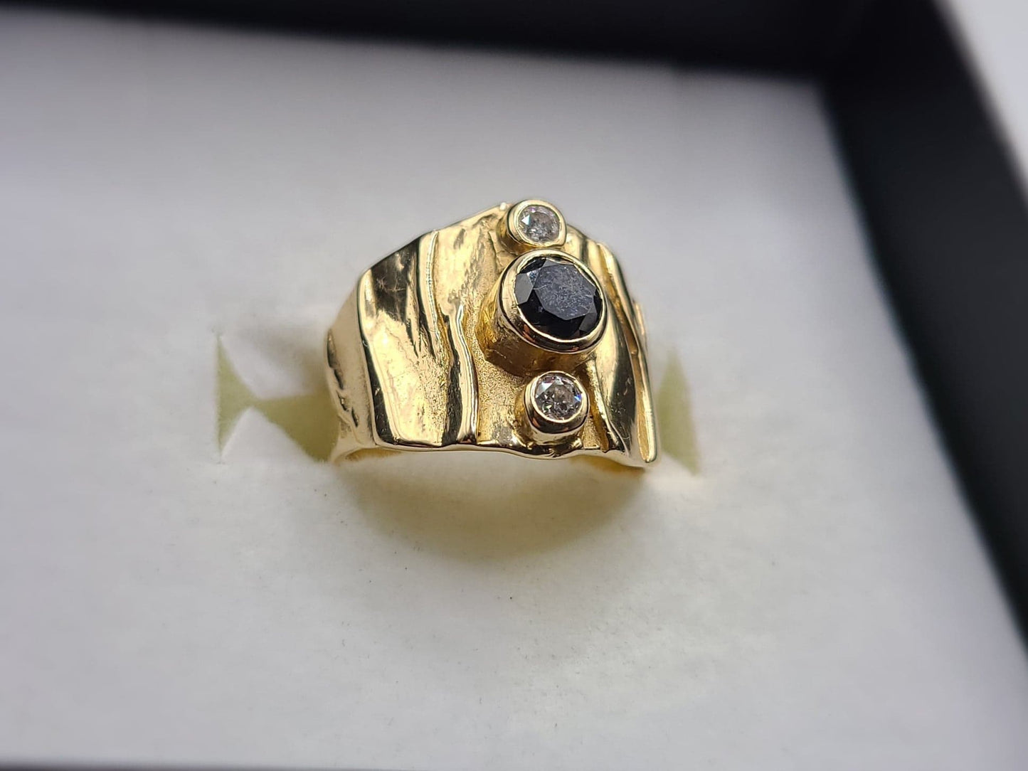 14k Yellow Gold Black Diamond Ring