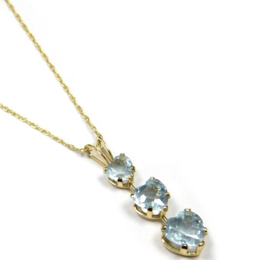 14K Yellow Gold Heart Topaz Pendant Necklace