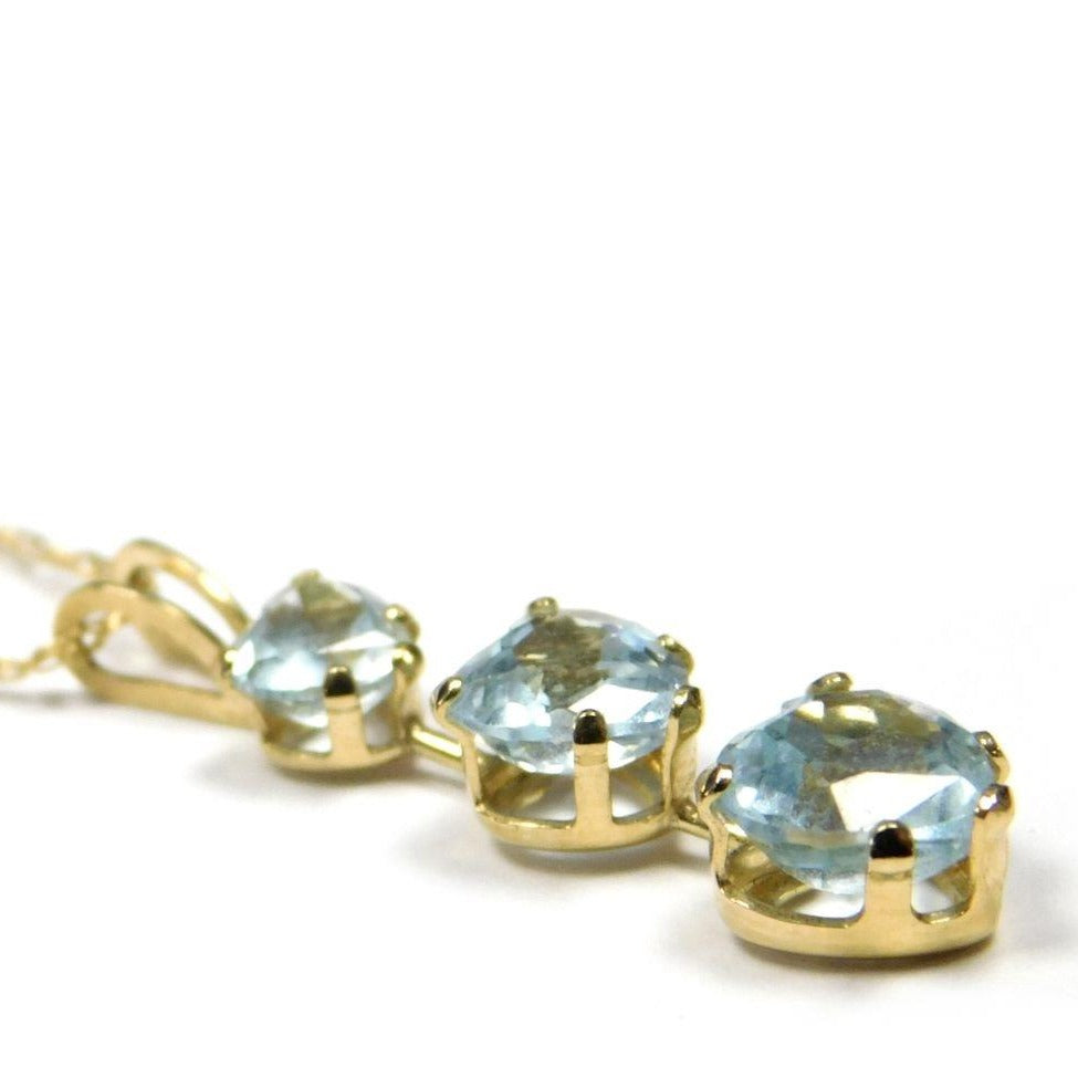 14K Yellow Gold Heart Topaz Pendant Necklace