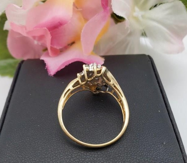 10K Yellow Gold and Diamond Cluster Ring